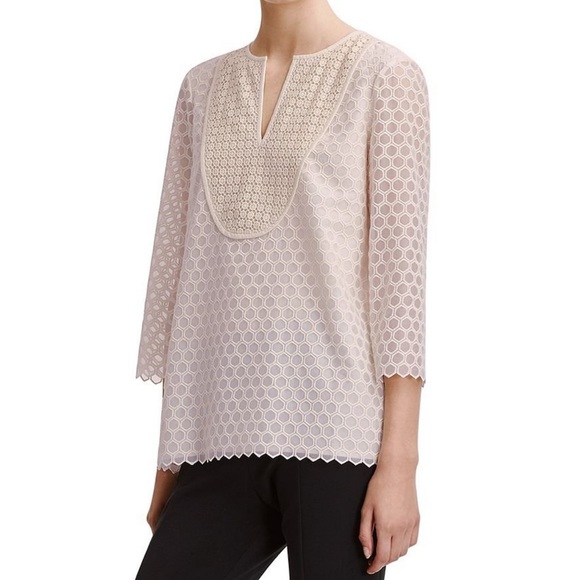 Tory Burch Tops - Tory Burch Embroidered Honeycomb Top Sz S EUC